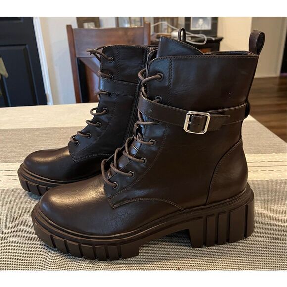 The Drop Women's Koi Lace Up Platform Combat Boots - 12 - Picture 2 of 9